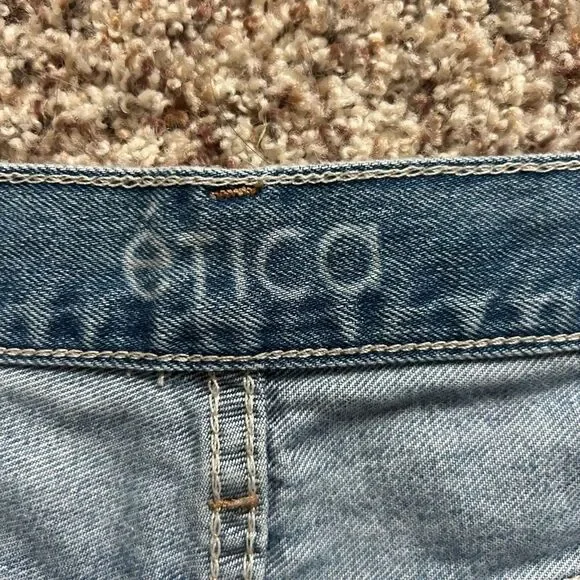 Etica Women's Distressed Ripped Grunge Blue Flare Jeans Button Up Size 29 - Picture 5 of 16